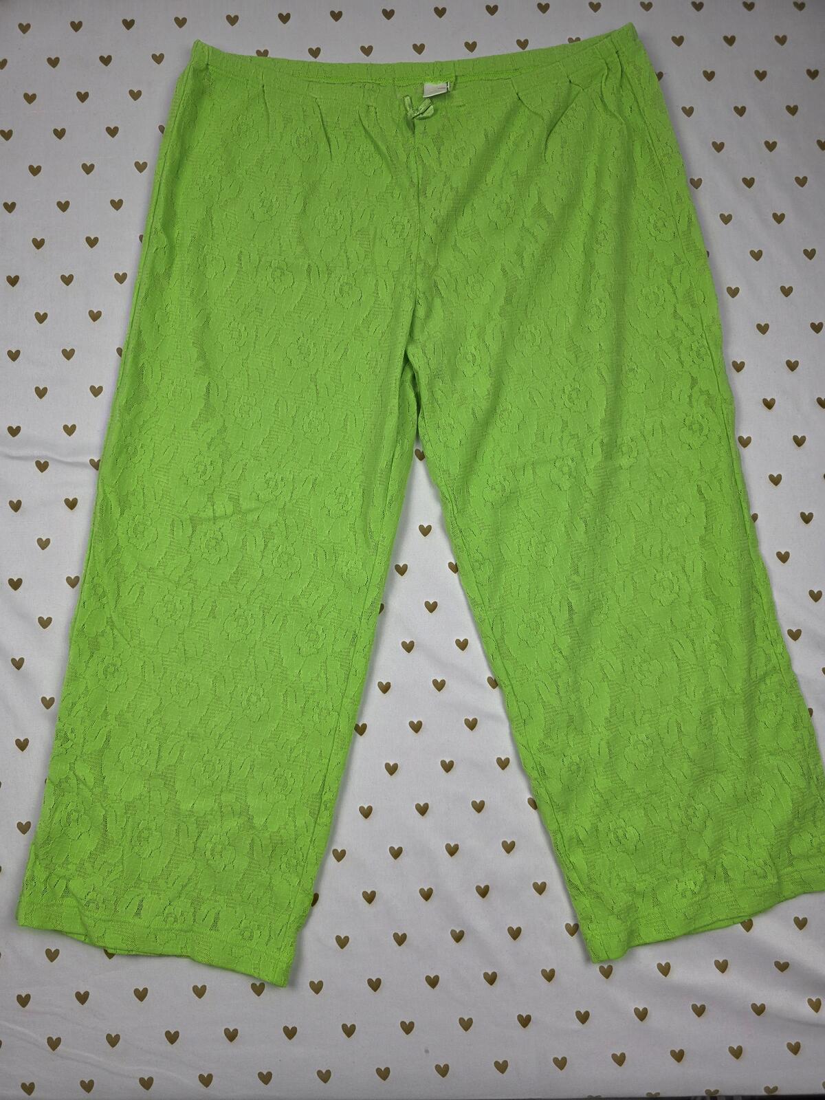 Victorias Secret PINK VINTAGE y2k Green Lace Sleep Pants Pajama Bottoms Small