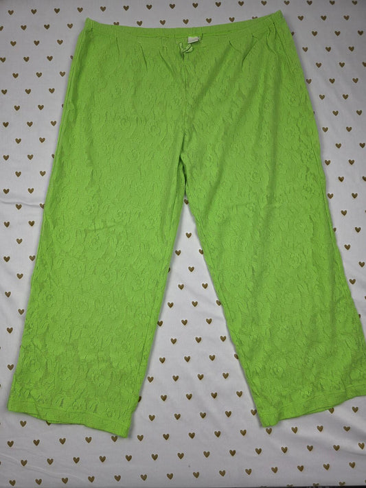 Victorias Secret PINK VINTAGE y2k Green Lace Sleep Pants Pajama Bottoms Small