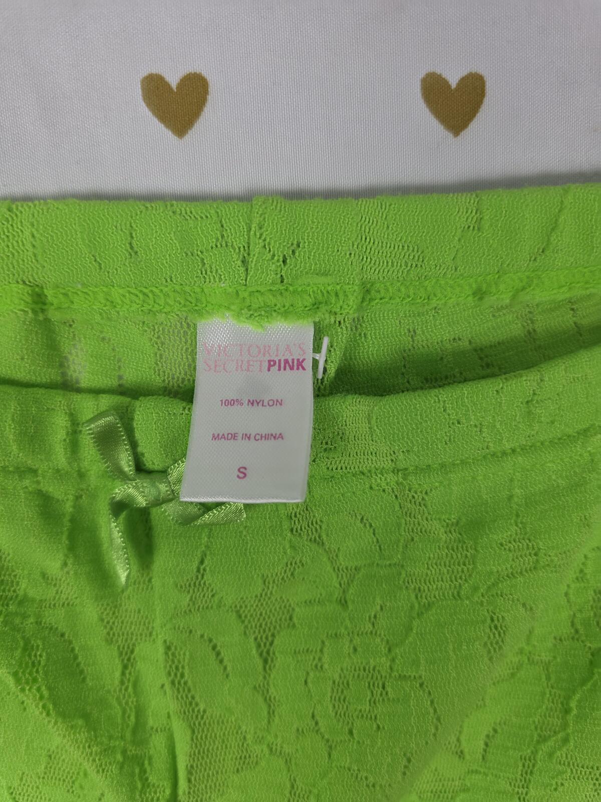 Victorias Secret PINK VINTAGE y2k Green Lace Sleep Pants Pajama Bottoms Small