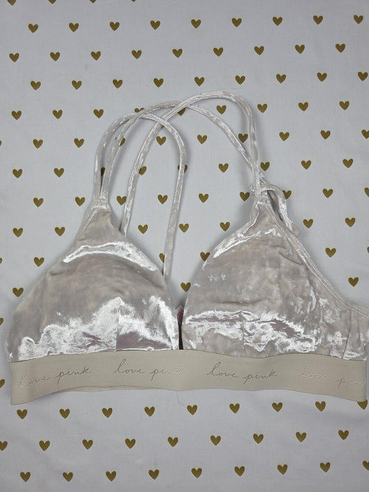 Victorias Secret Pink Velvet Strappy caged MEDIUM Bralette Bra Top Tank