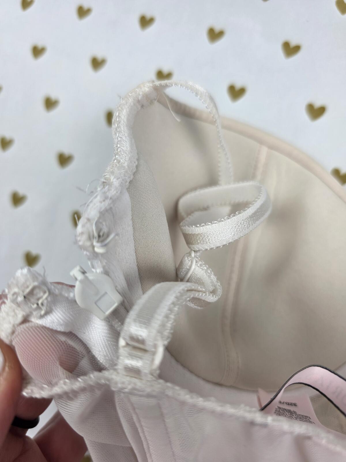 Victorias Secret 32D Side Zip Push Up Bustier Corset Bra top White