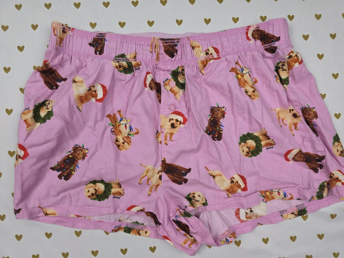 Victorias Secret PINK DOGS Christmas XS Sleep Shorts Boxers Pajama Bottoms