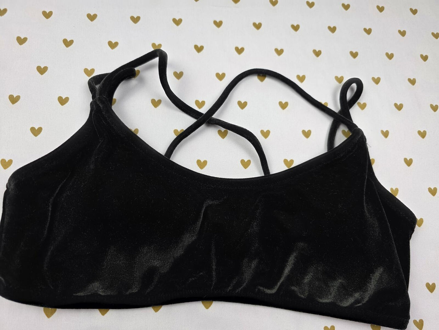 Victorias Secret Velour Velvet Black Bikini Top Tank Swim Swimwear Large