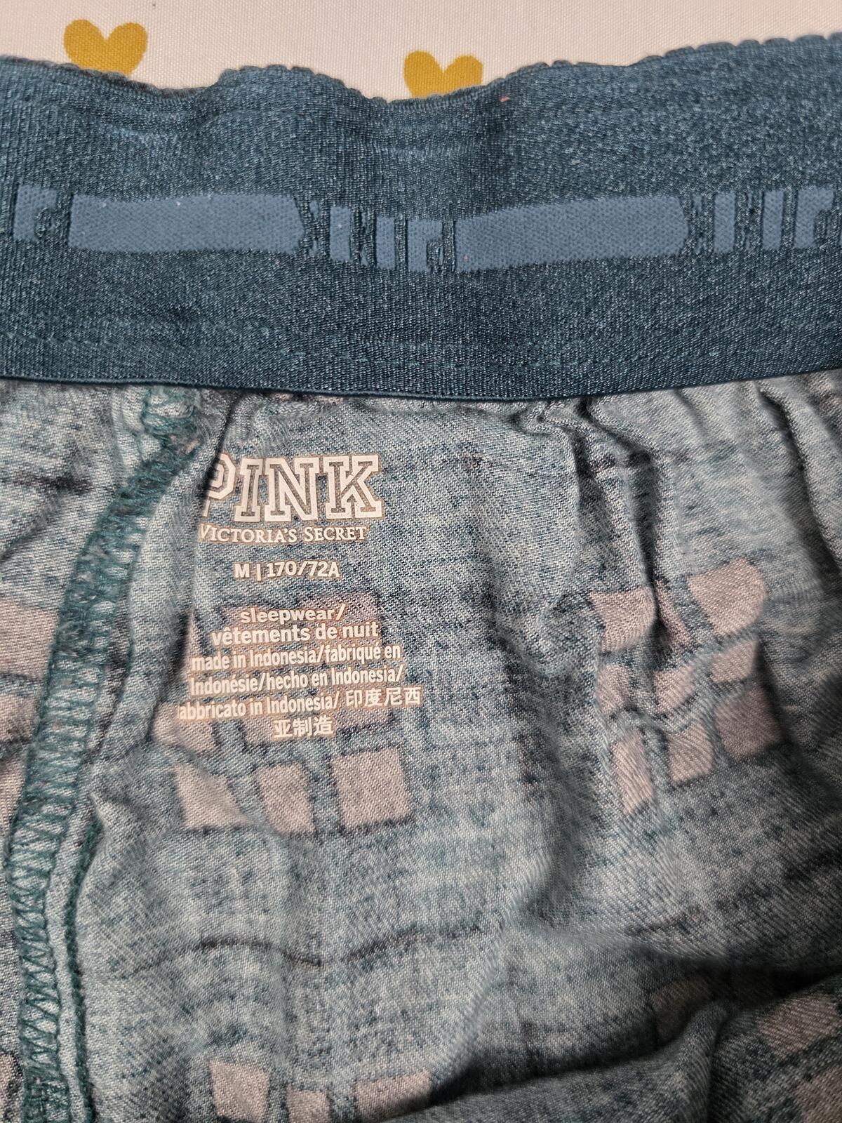 Victorias Secret PINK Plaid Crest logo MEDIUM Sleep Shorts Boxers Pajama Bottoms