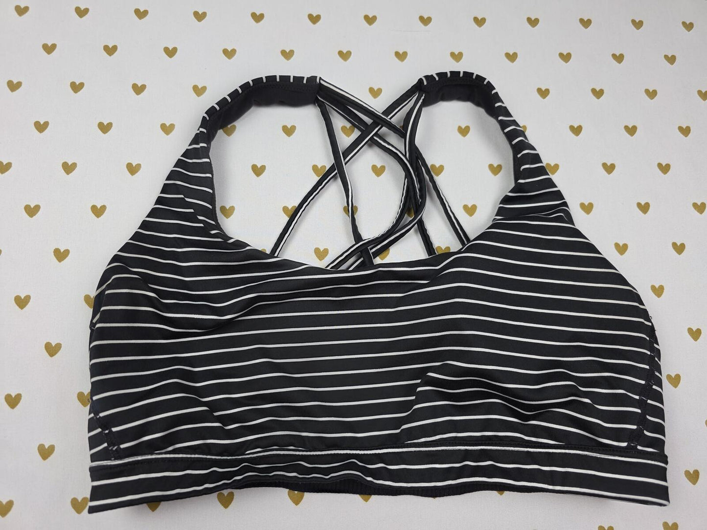 Victorias Secret Striped Strappy Sports Bra MEDIUM Bralette Bra Top Tank