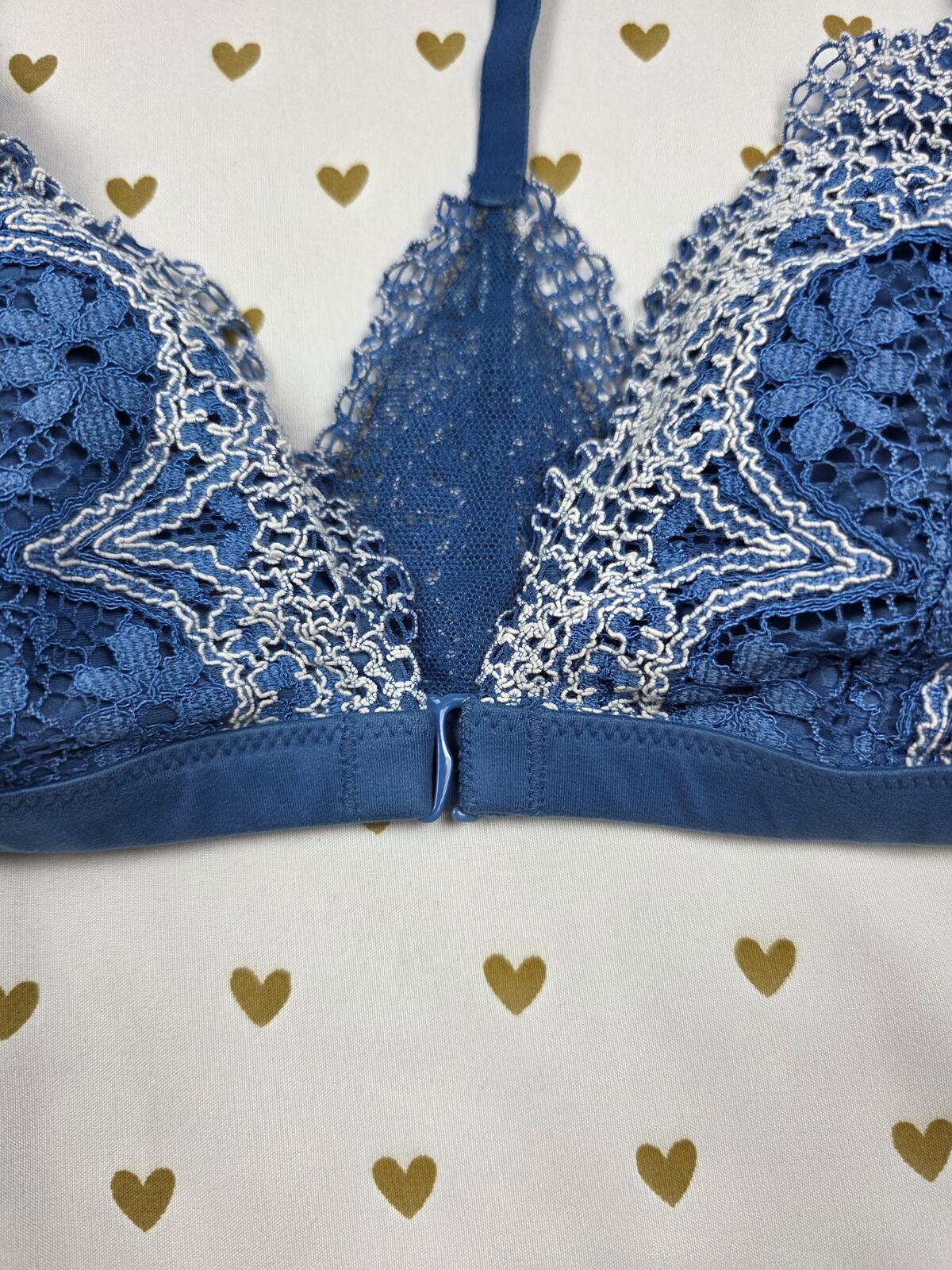 Victorias Secret Blue Lacey Triangle LARGE Bralette Bra Top Tank