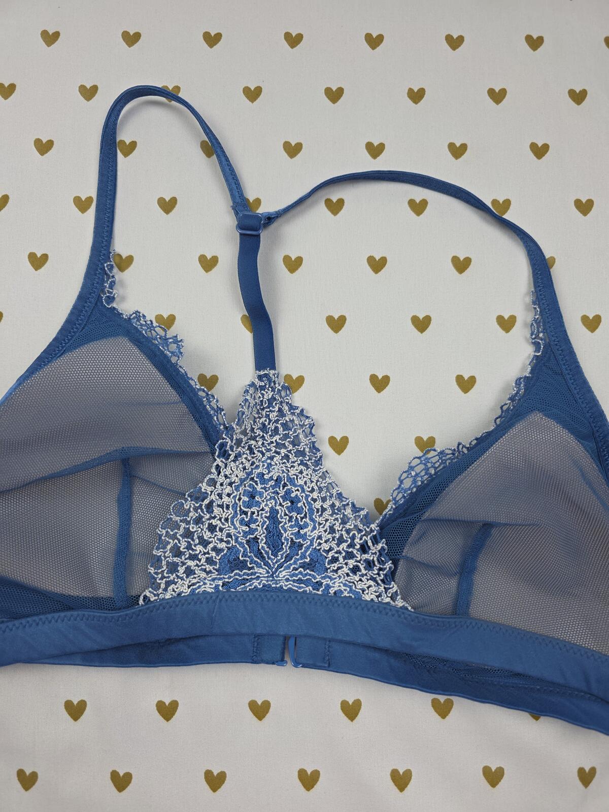 Victorias Secret Blue Lacey Triangle LARGE Bralette Bra Top Tank