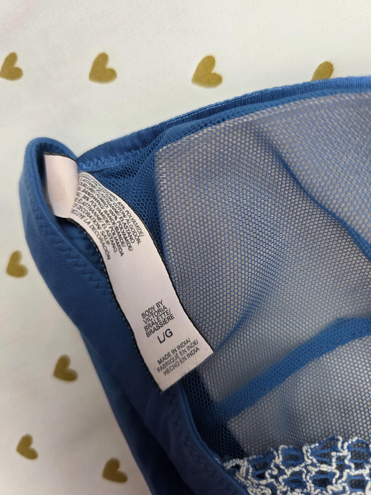 Victorias Secret Blue Lacey Triangle LARGE Bralette Bra Top Tank