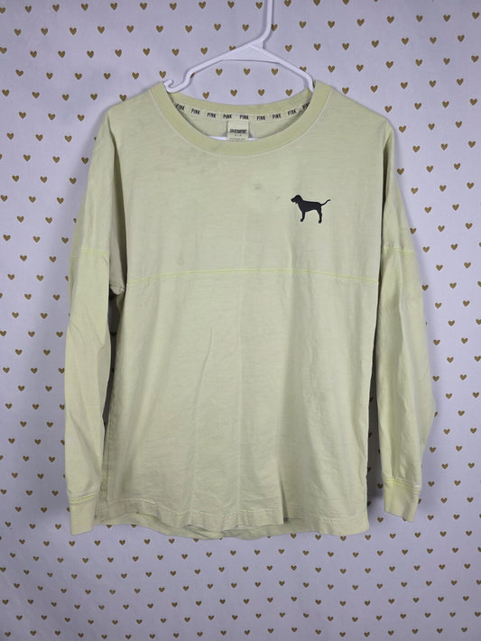 Victorias Secret PINK Oversized Thick Campus Long Sleeve Logo Tee SMALL