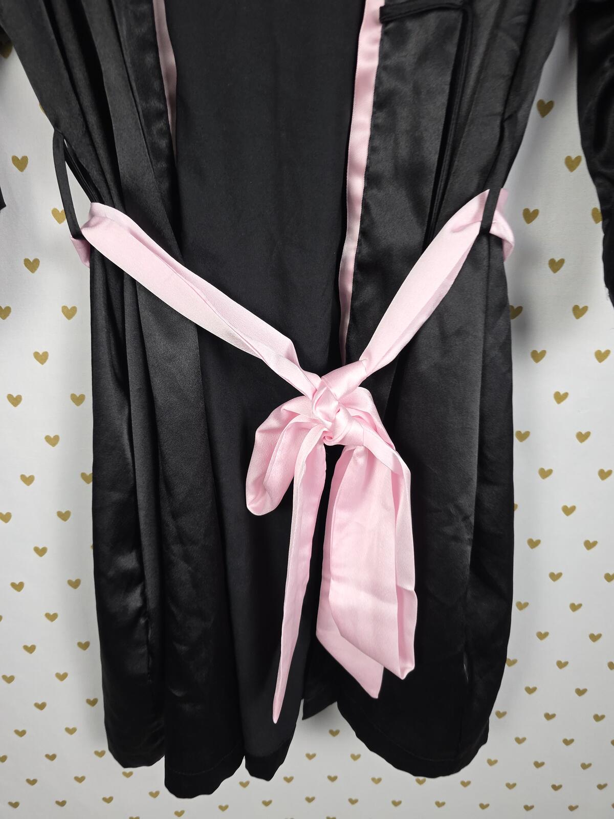 Victorias Secret Satin Silky Robe Small medium Black Pink