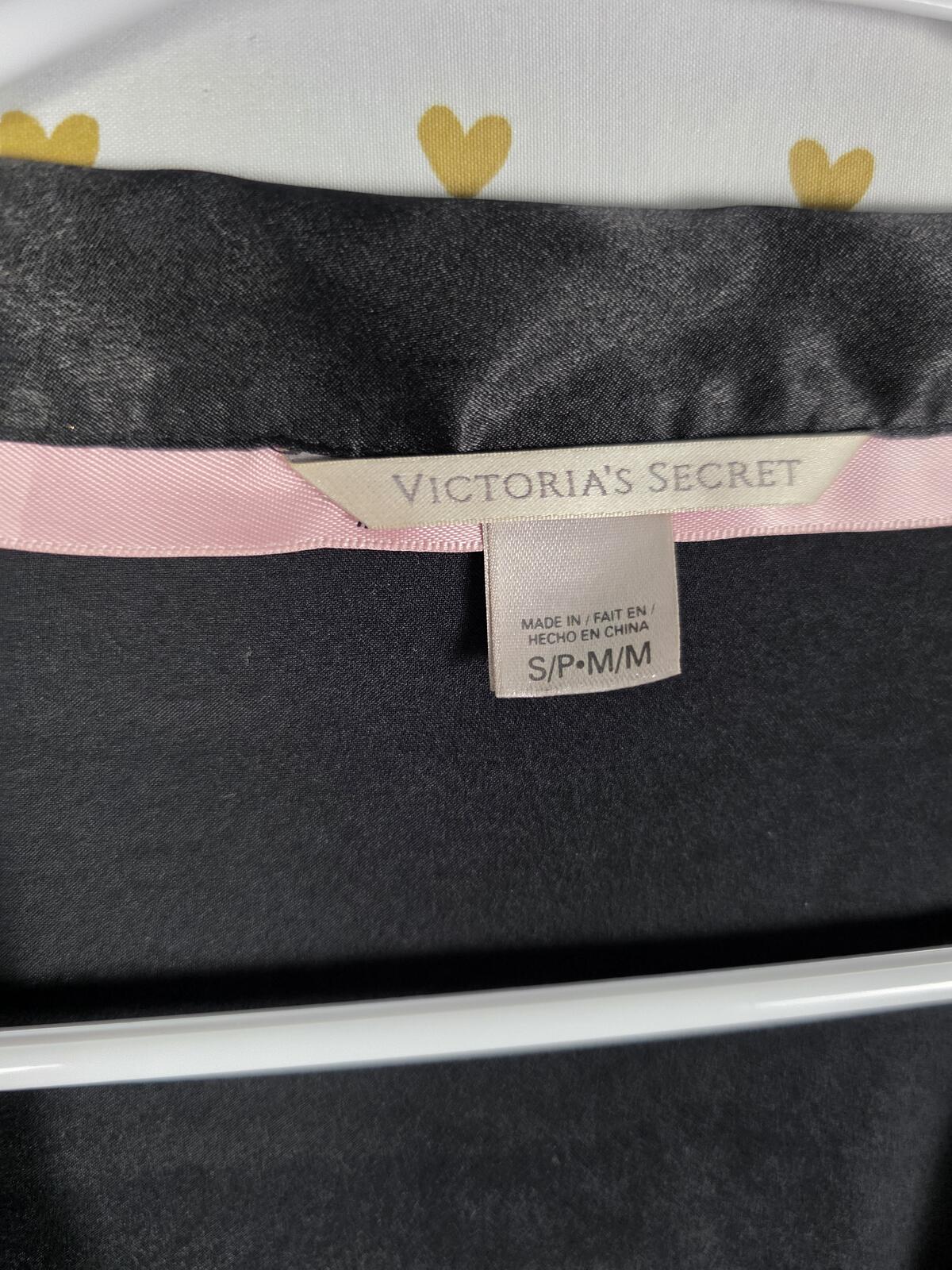 Victorias Secret Satin Silky Robe Small medium Black Pink