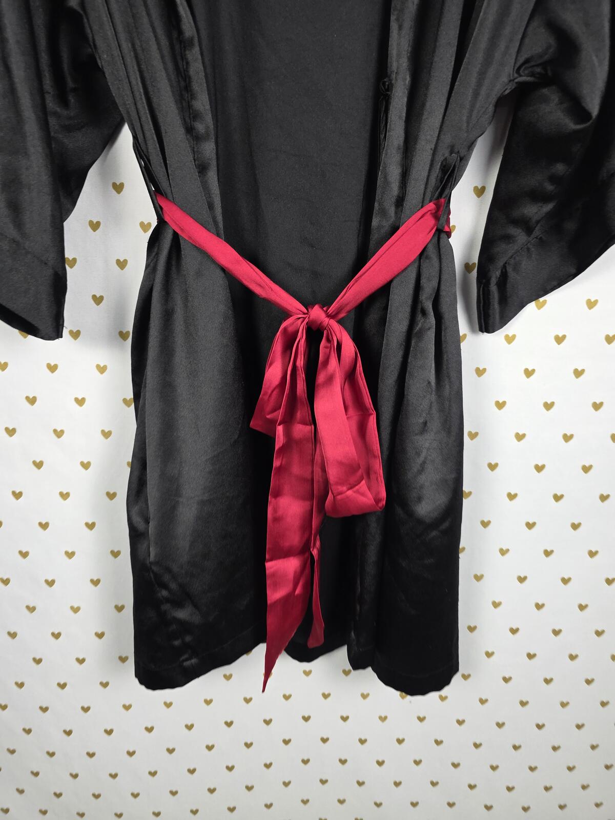 Victorias Secret Satin Silky Robe Black Red XS SMALL