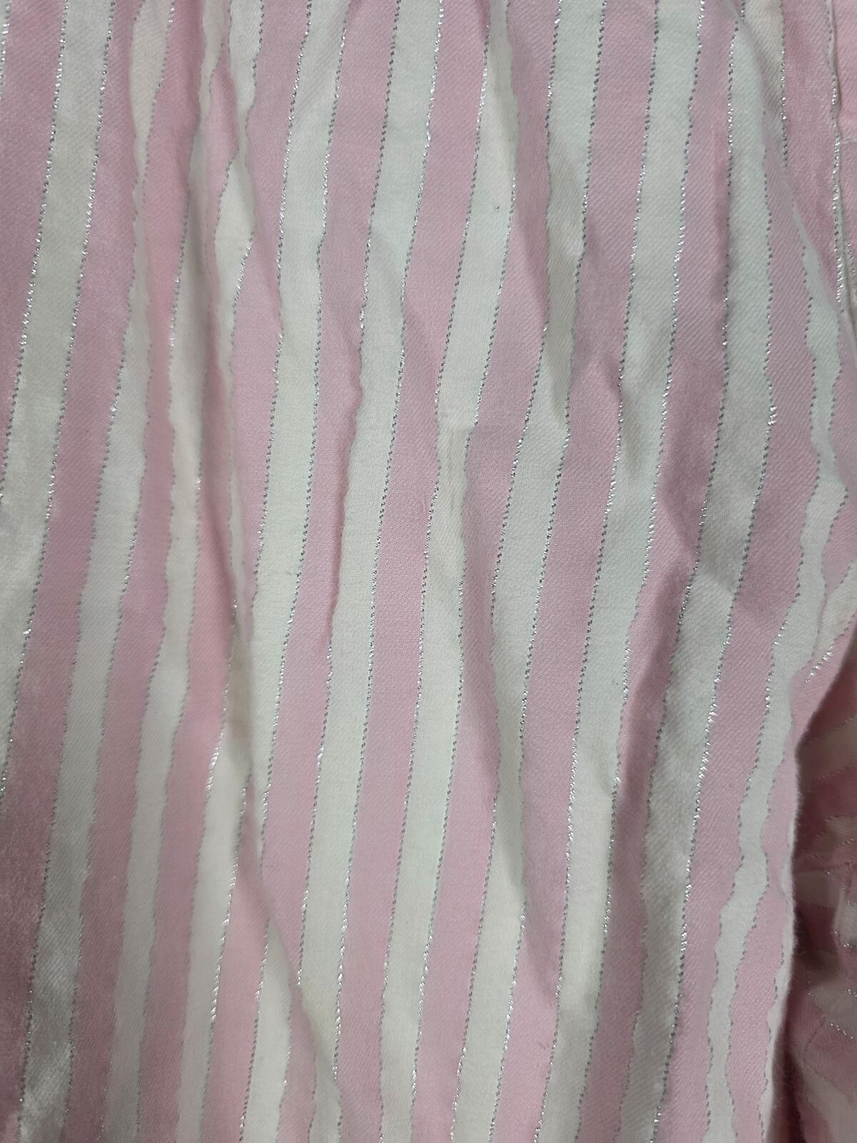 Victorias Secret LARGE PInk Shimmer Stripe Sleep Set Pajama Shirt Pants