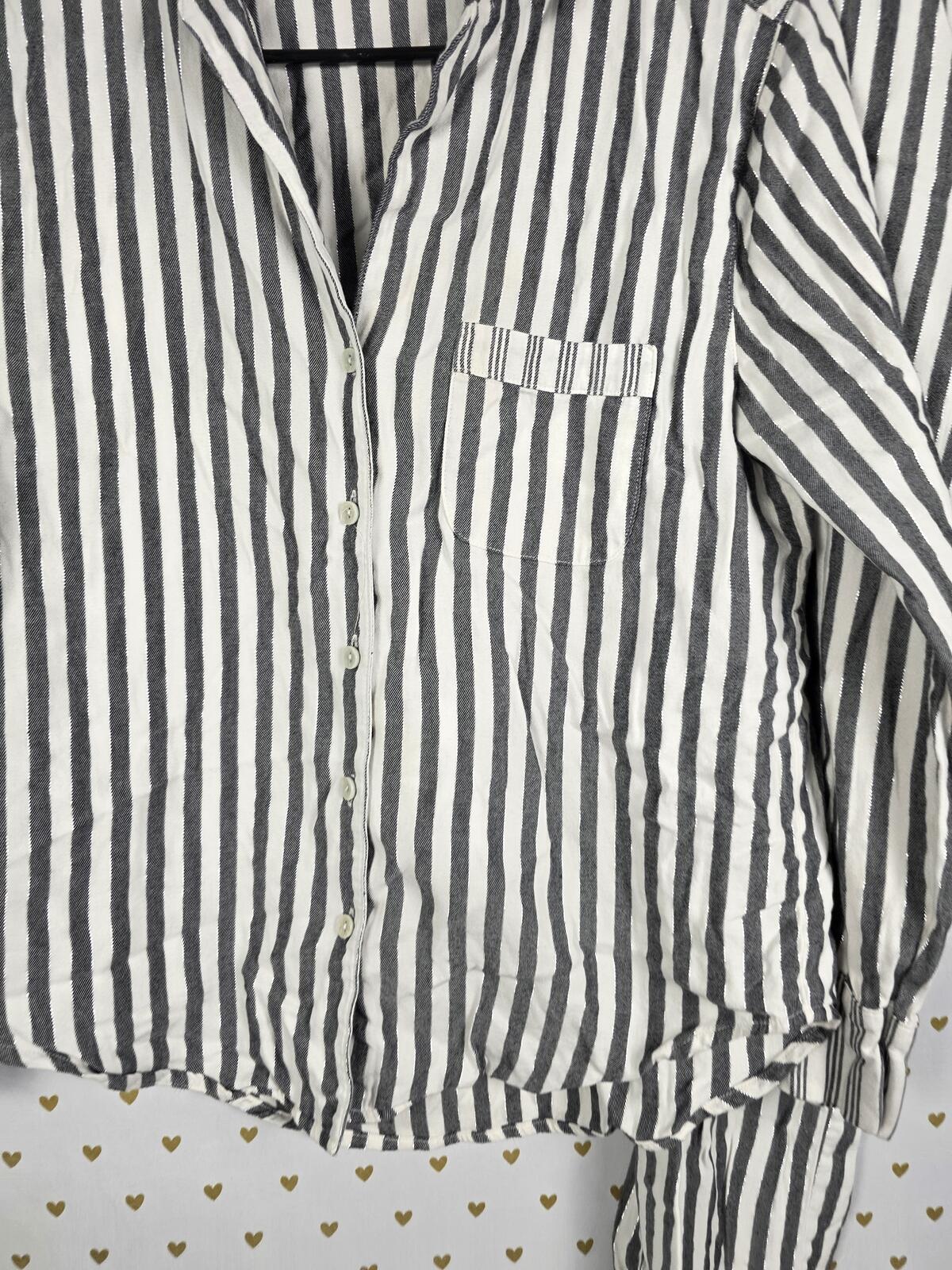 Victorias Secret Striped Sleep Set Pajamas Pants Shirt Button Front XS