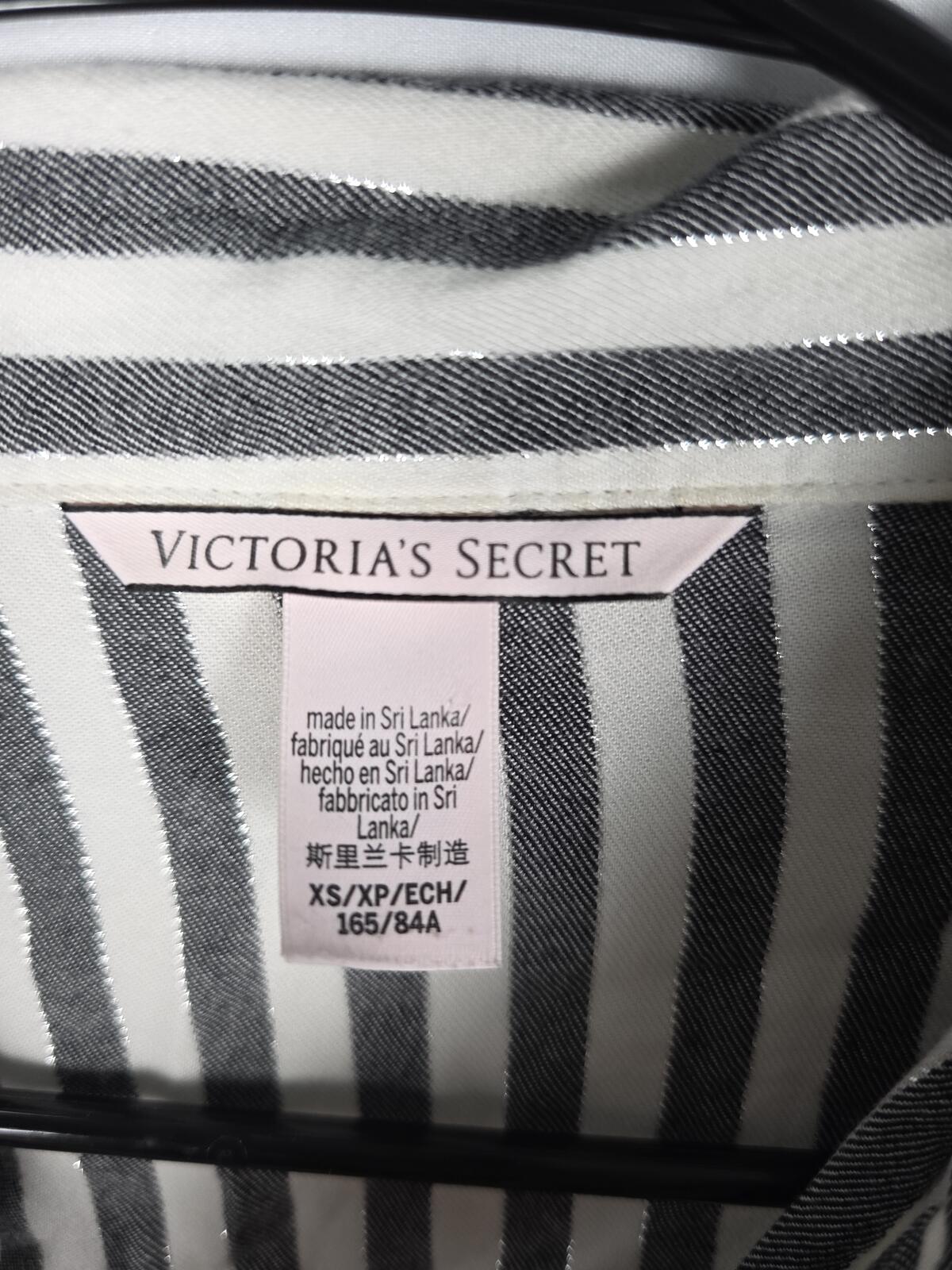 Victorias Secret Striped Sleep Set Pajamas Pants Shirt Button Front XS