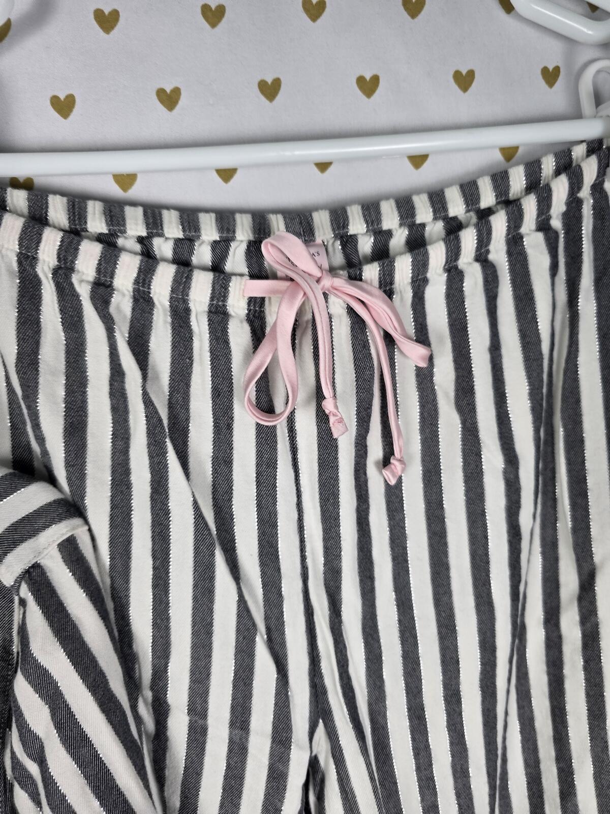Victorias Secret Striped Sleep Set Pajamas Pants Shirt Button Front XS