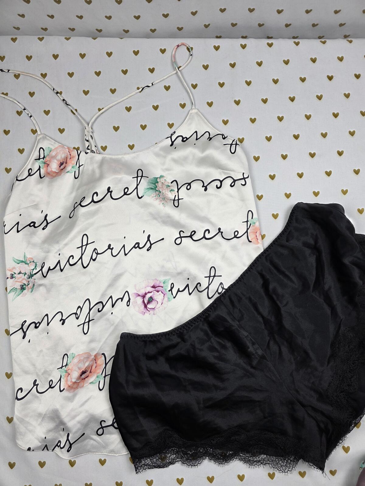 Victorias secret Satin Sleep Set Tank Top Shorts Pajama 2pc  MEDIUM