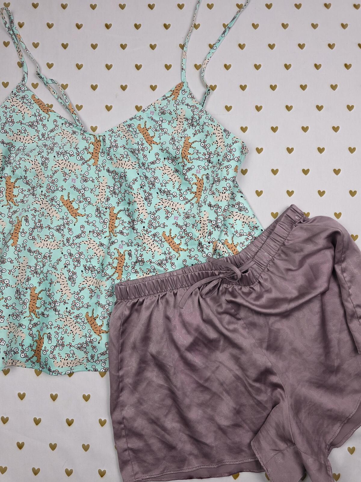 Victorias Secret 2pc satin silky sleep set pajama Tank shorts XS
