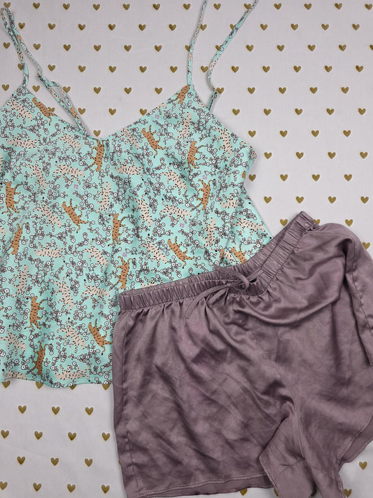 Victorias Secret 2pc satin silky sleep set pajama Tank shorts XS
