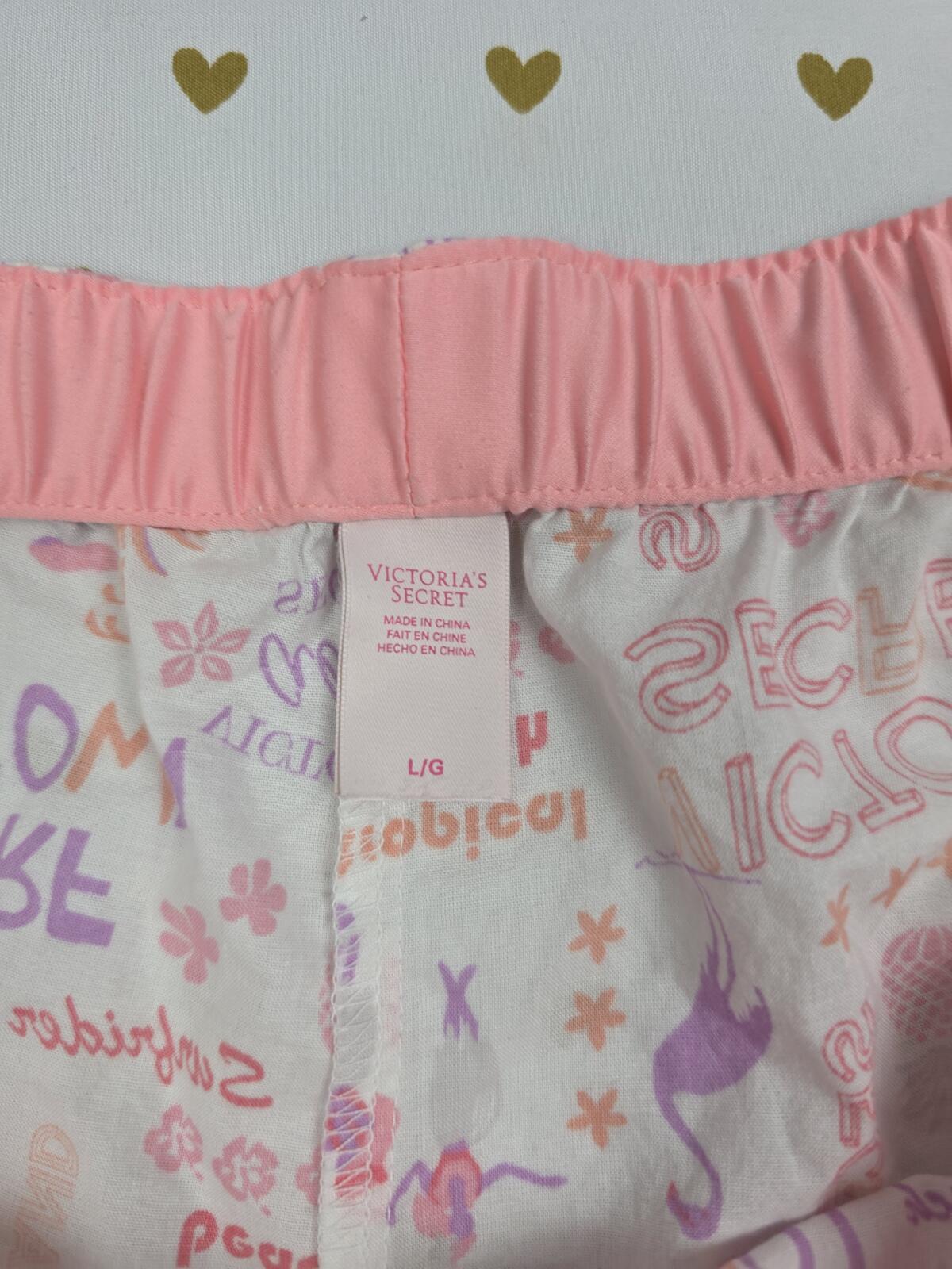 Victorias Secret Large Logo Cute Sleep Shorts Boxers Pajama Bottoms