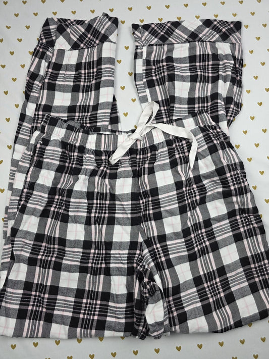 Victorias Secret Black Plaid Checkered Sleep Pants Pajama Bottoms MEDIUM