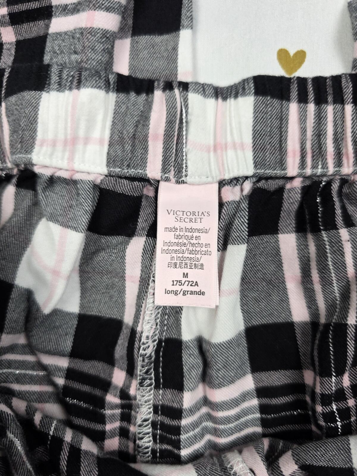 Victorias Secret Black Plaid Checkered Sleep Pants Pajama Bottoms MEDIUM