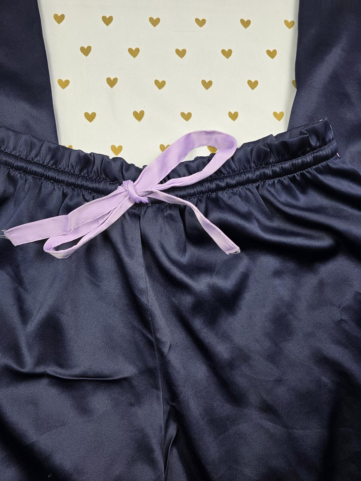 Victorias Secret Blue Satin Silky Striped Sleep Pants Pajama Bottoms MEDIUM