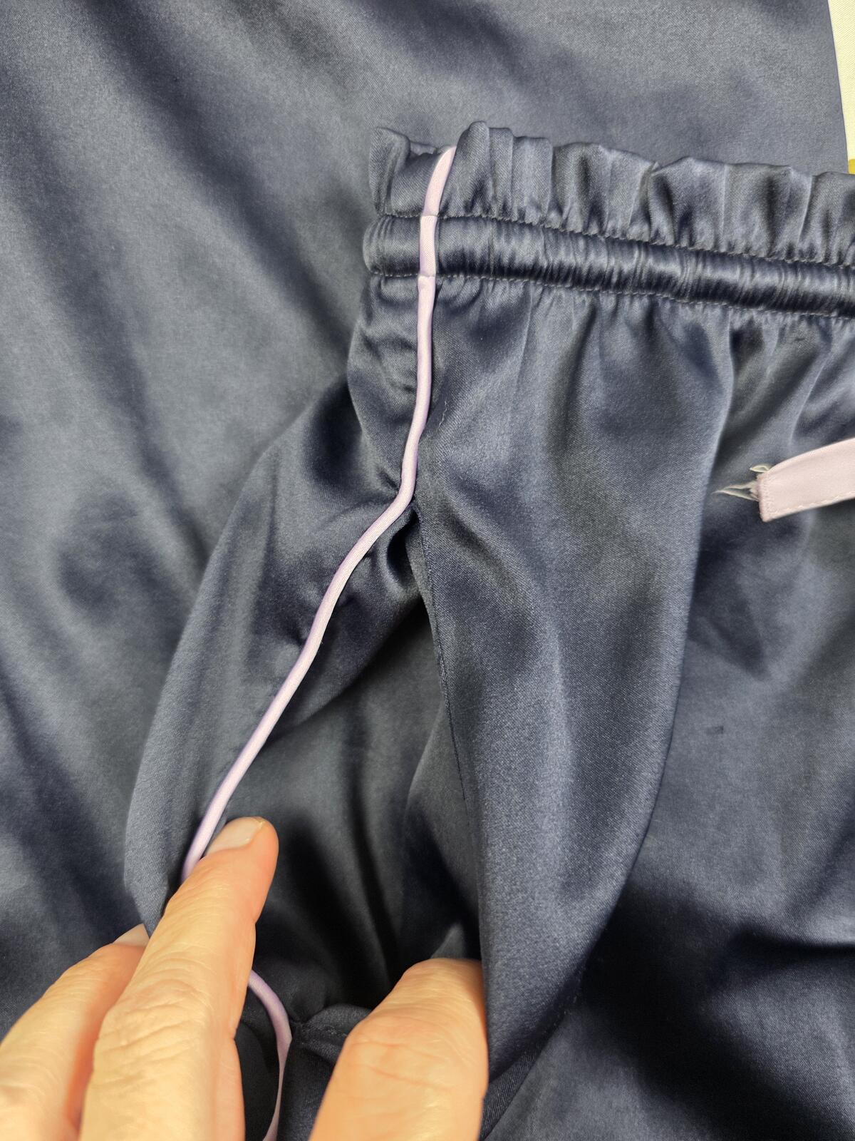 Victorias Secret Blue Satin Silky Striped Sleep Pants Pajama Bottoms MEDIUM