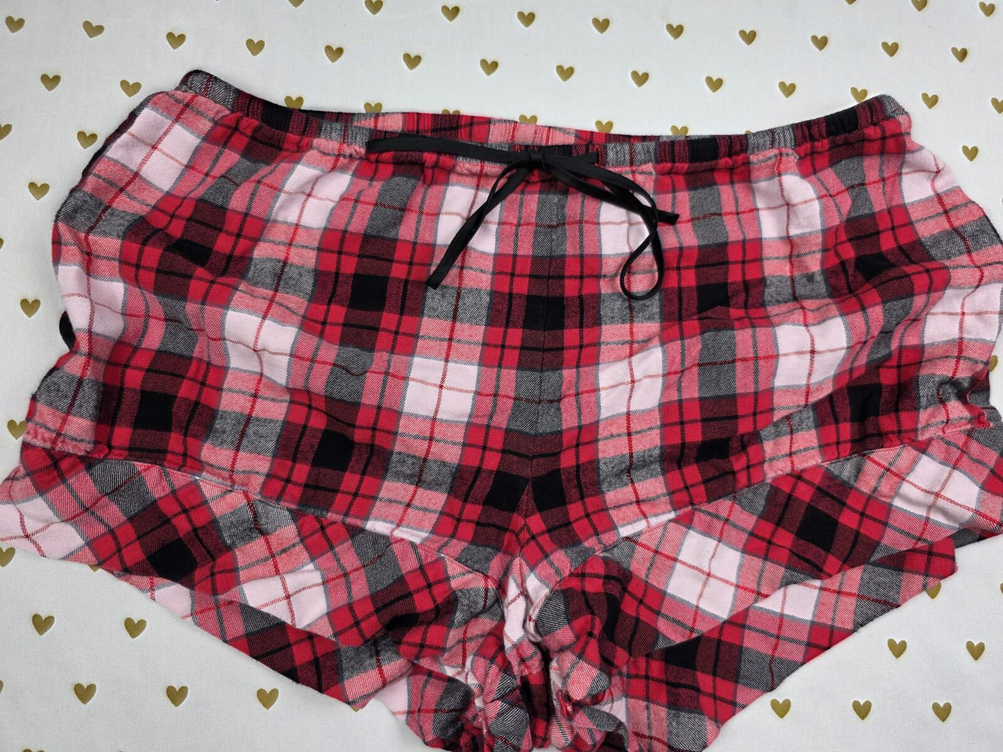 Victorias Secret Red Plaid Checkered MEDIUM  Sleep Shorts Boxers Pajama Bottoms