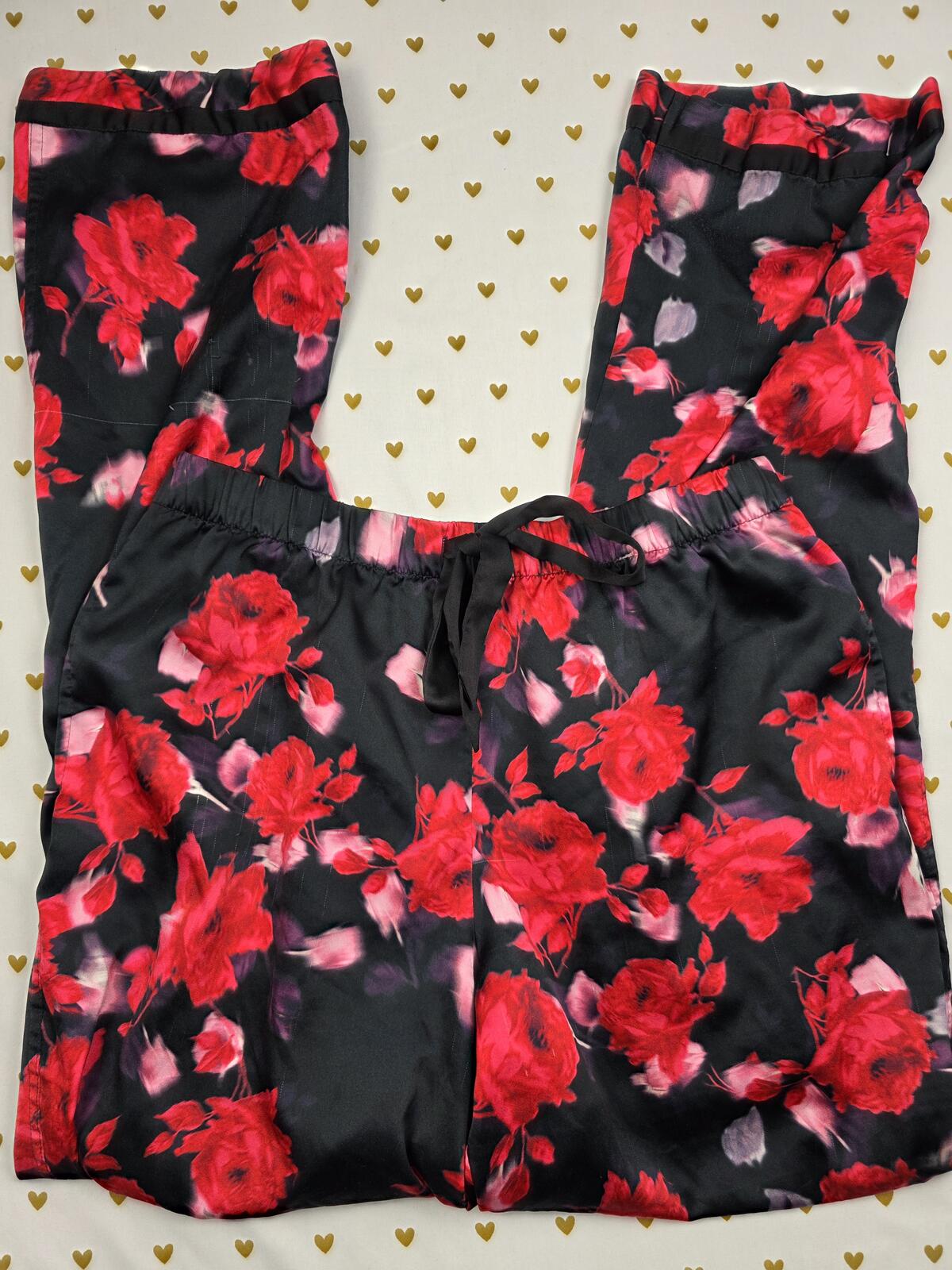 Victorias Secret Floral Rose Satin Sleep Pants Silky Pajama SMALL
