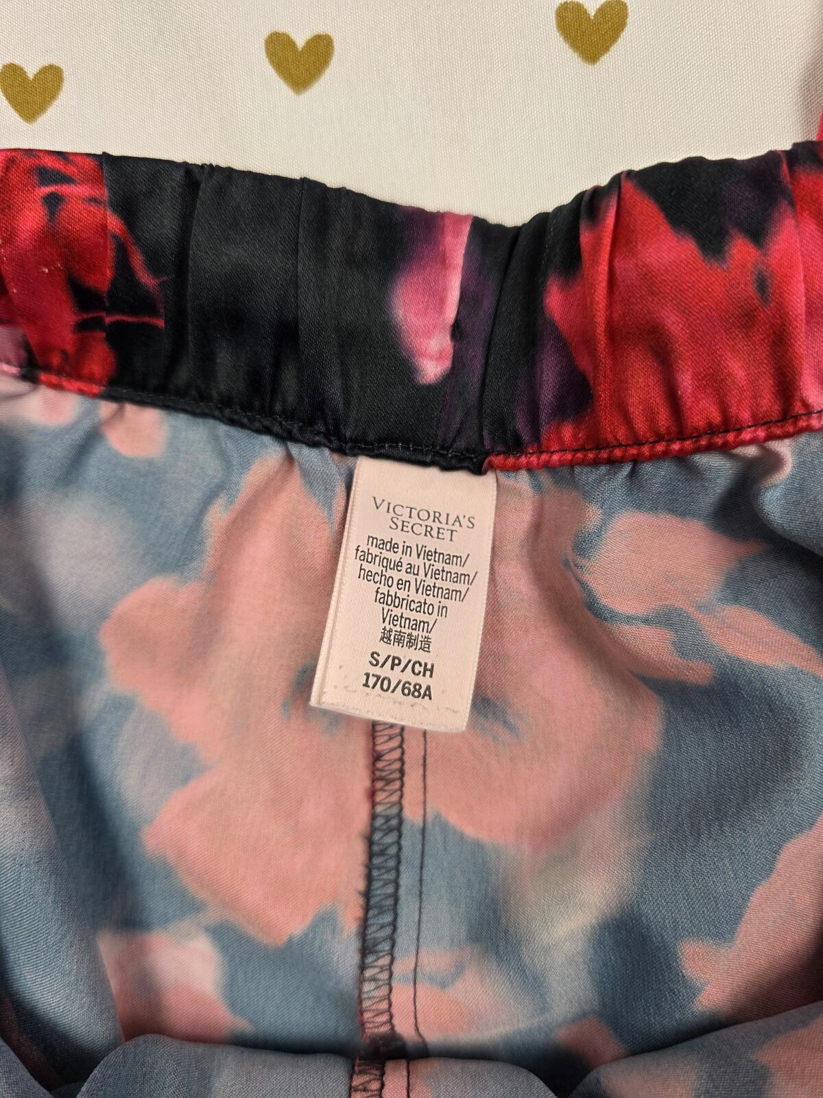 Victorias Secret Floral Rose Satin Sleep Pants Silky Pajama SMALL