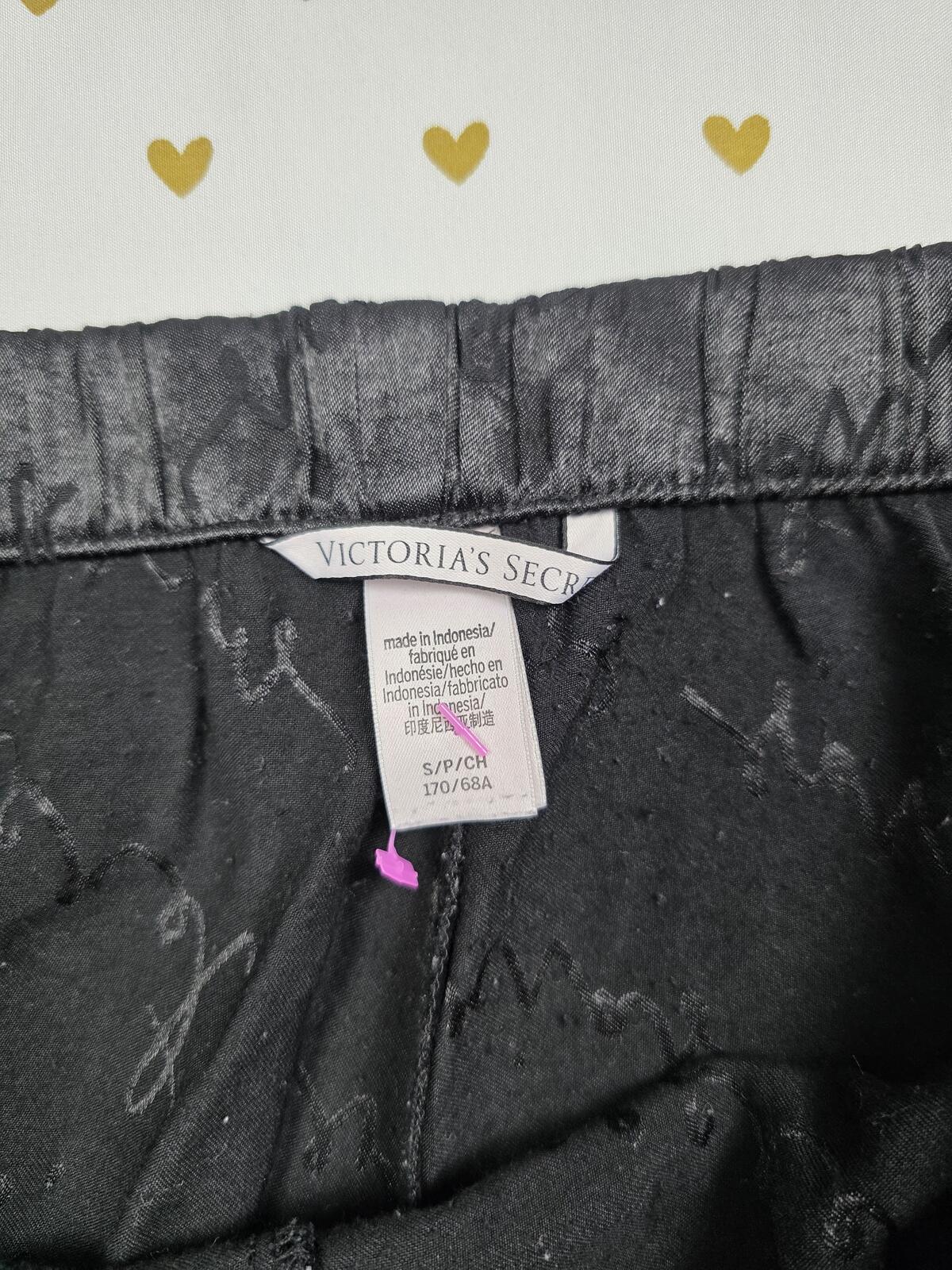 Victorias Secret Black satin Sleep Pants Pajama Bottoms  SMALL