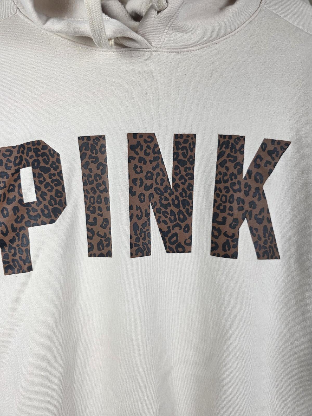 Victorias Secret Pink Cheetah Leopard SET 2pc Hoodie Sweater Sweats Joggers MED