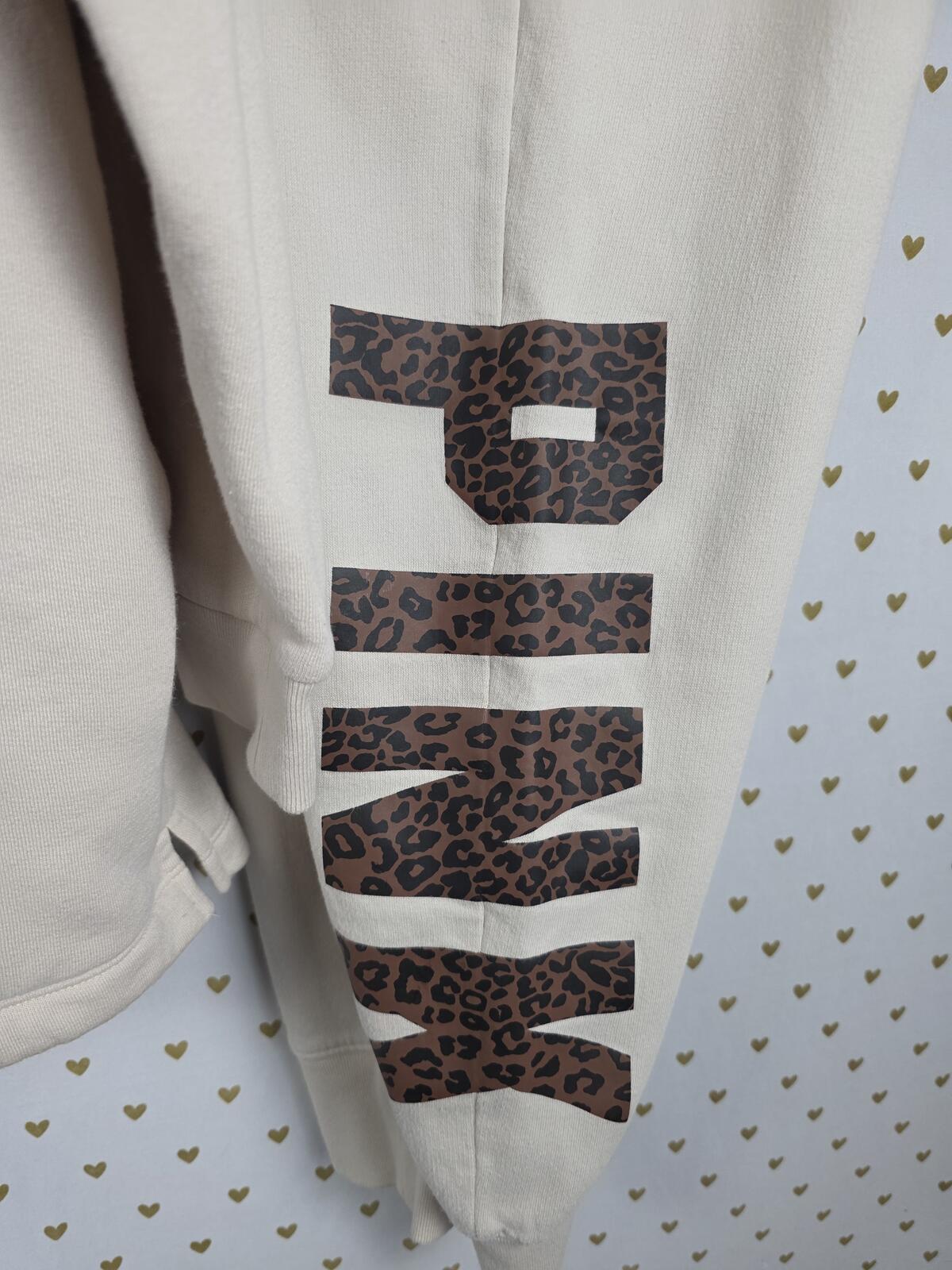 Victorias Secret Pink Cheetah Leopard SET 2pc Hoodie Sweater Sweats Joggers MED