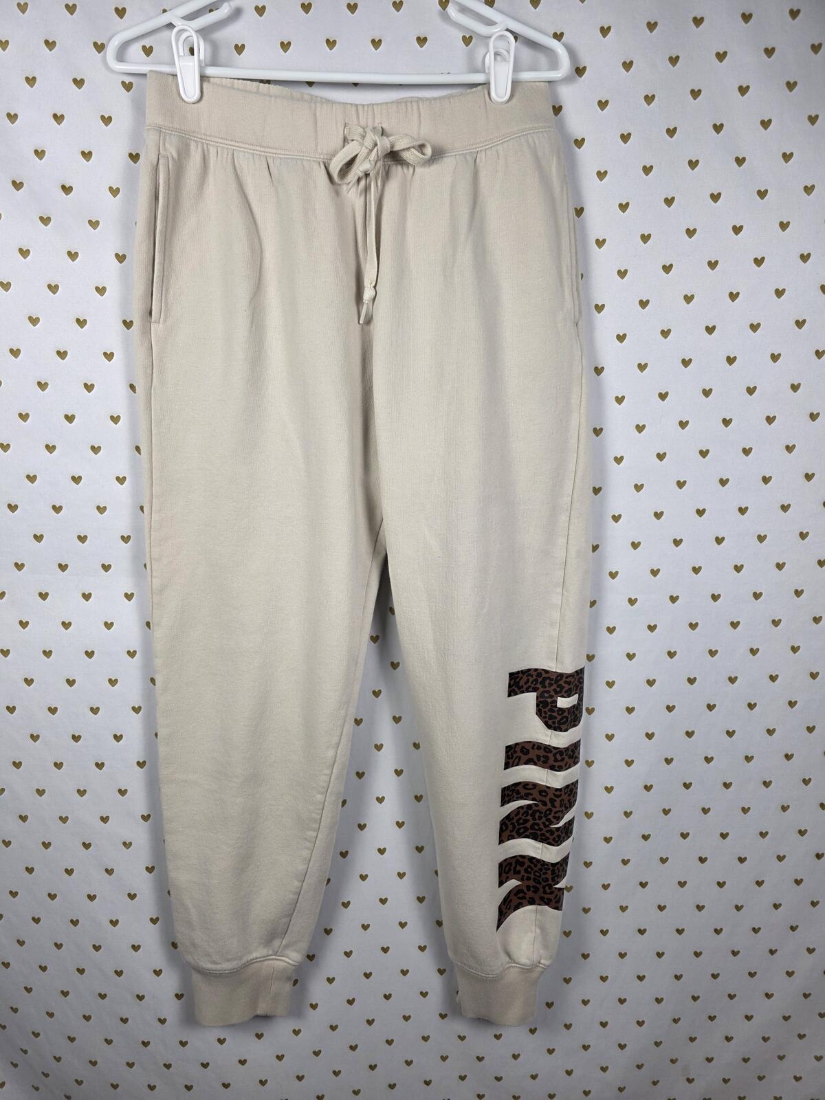 Victorias Secret Pink Cheetah Leopard SET 2pc Hoodie Sweater Sweats Joggers MED