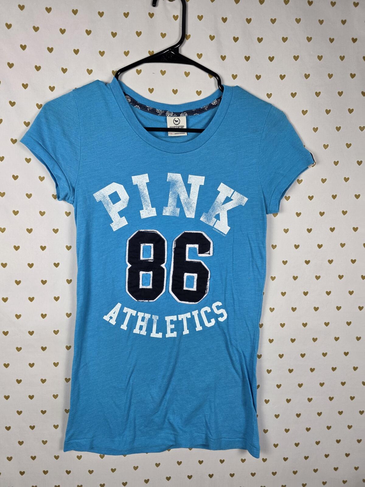 Victorias Secret PINK Vintage Y2k Blue 86 Tee Shirt SMALL