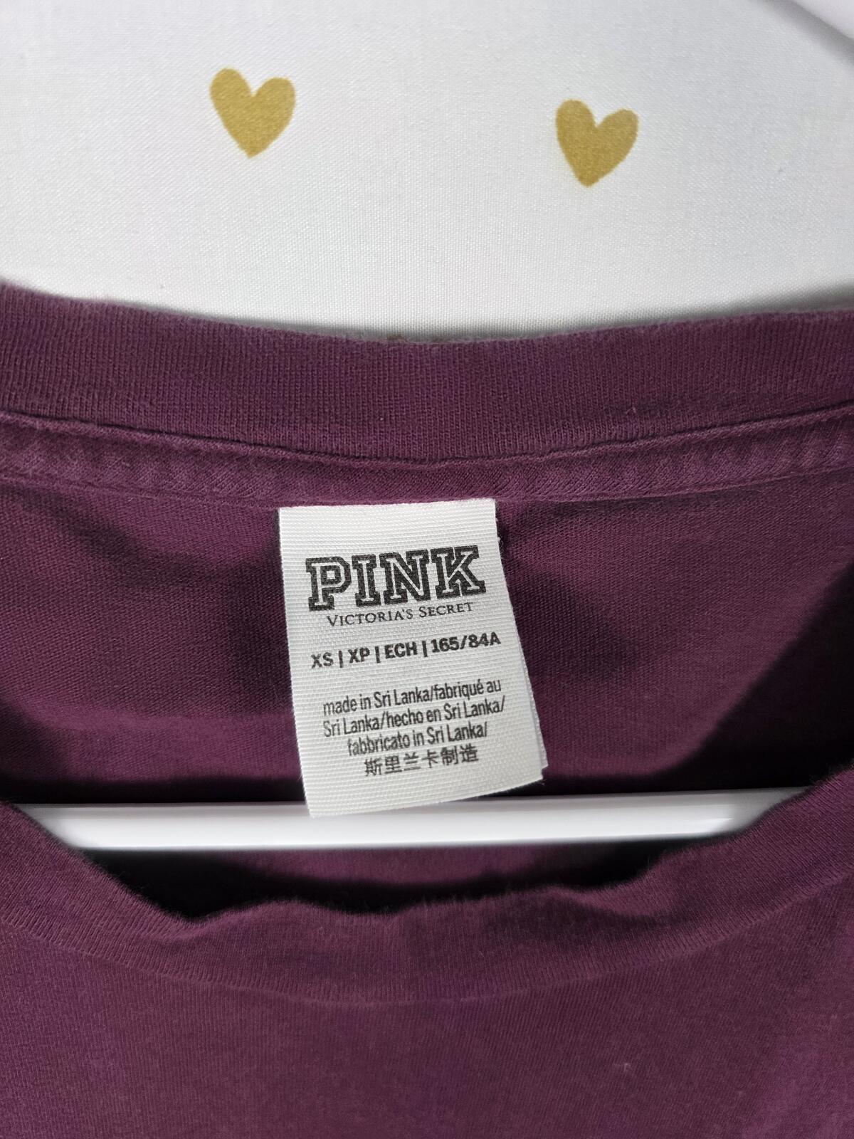 Victorias Secret PINK Maroon Dog Logo Tee Shirt Pocket XS