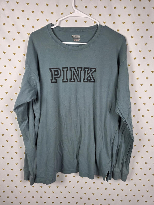 Victorias Secret PINK Long Sleeve Campus Logo Tee shirt XL