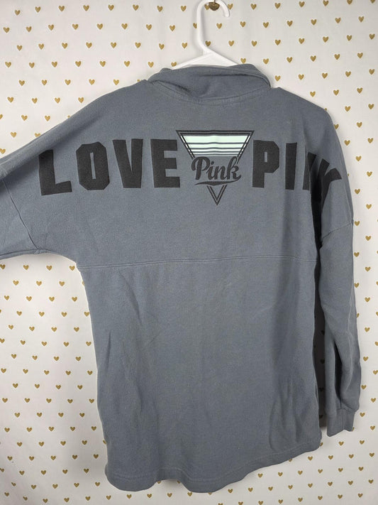 Victorias Secret Pink LOVE Oversized Sweater Shirt Quarter button XS