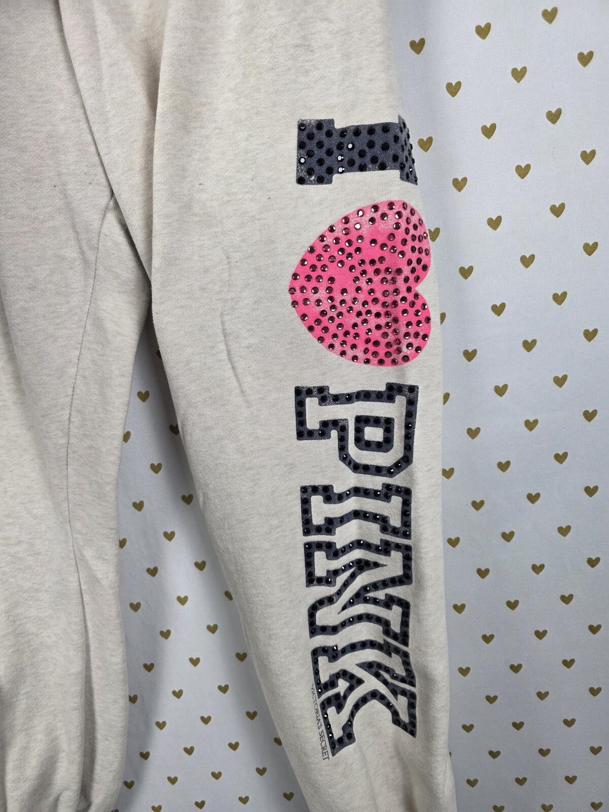 Victorias Secret PINK VINTAGE Y2k Bling Sweats LOVE Studded SMALL University