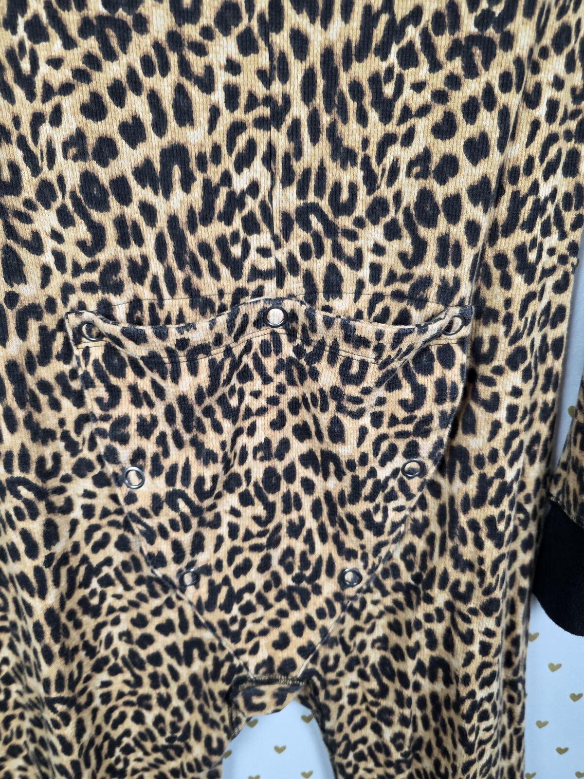 Victorias Secret PINK CHEETAH Leopard One Piece Sleep Outfit Trap Door MEDIUM