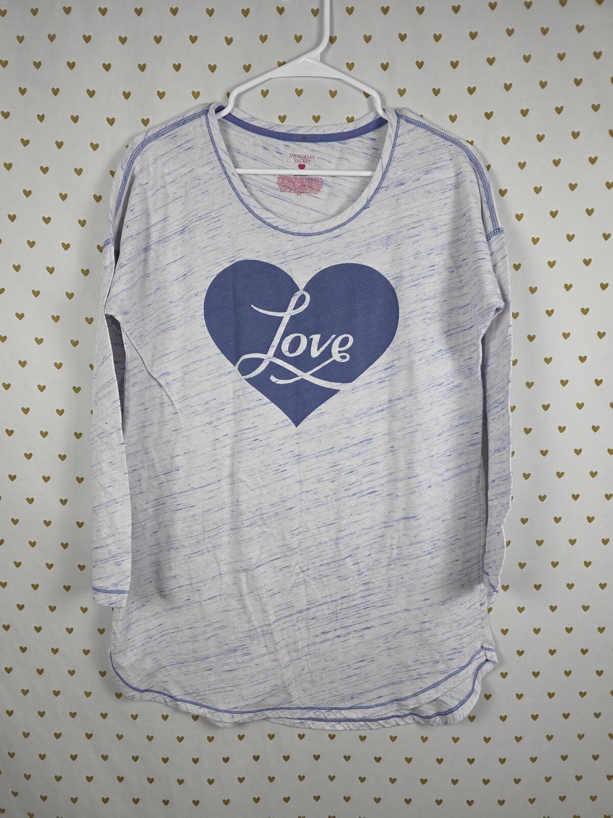 Victorias Secret LOVE Long sleeve Soft Nightgown Sleep Shirt Pajama PJ SMALL