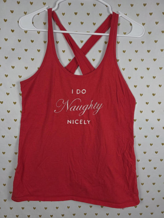 Victorias Secret I DO NAUGHTY NICELY Tank Top Cross back MEDIUM