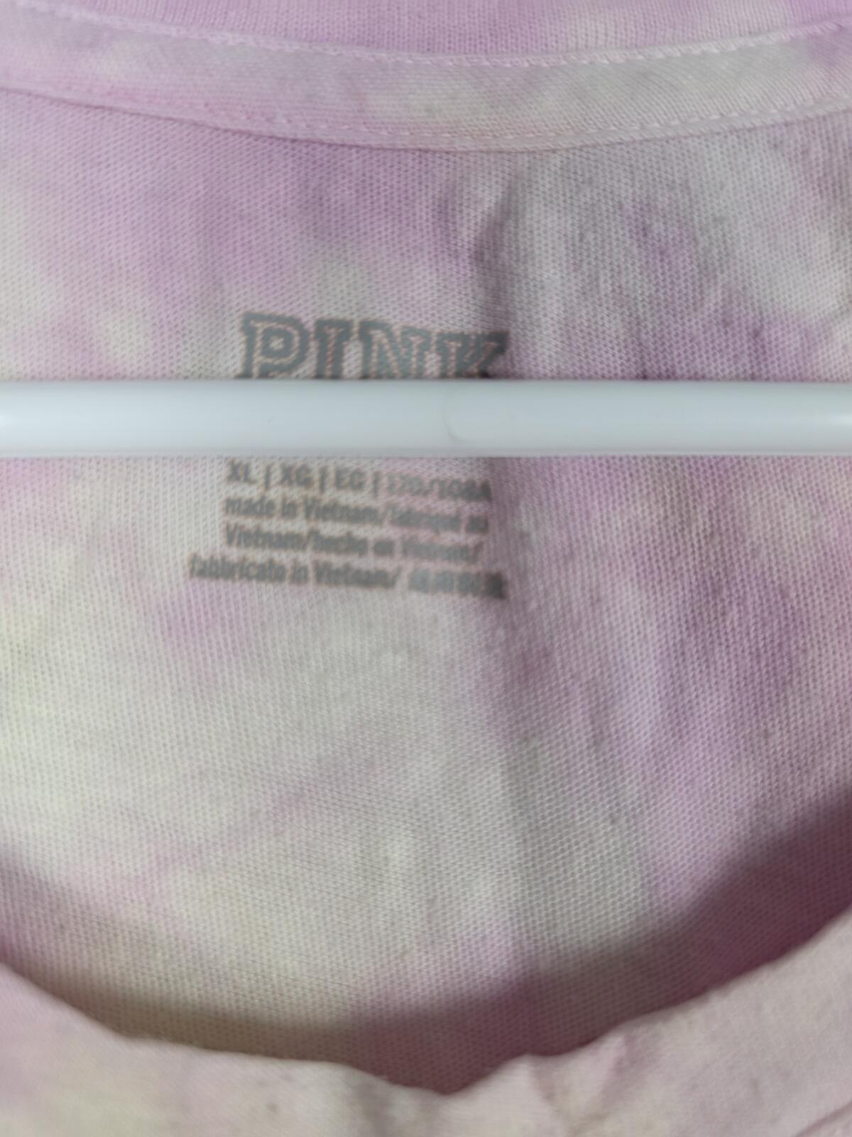 Victorias Secret PINK Tye Dye Logo Tee shirt Purple XL