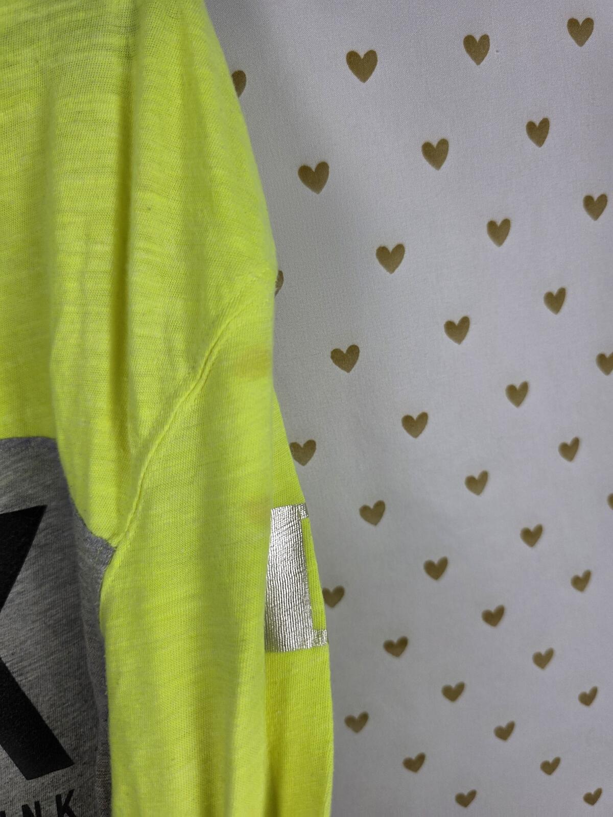 Victorias Secret PINK Neon Colorblock Logo Tee shirt SMALL