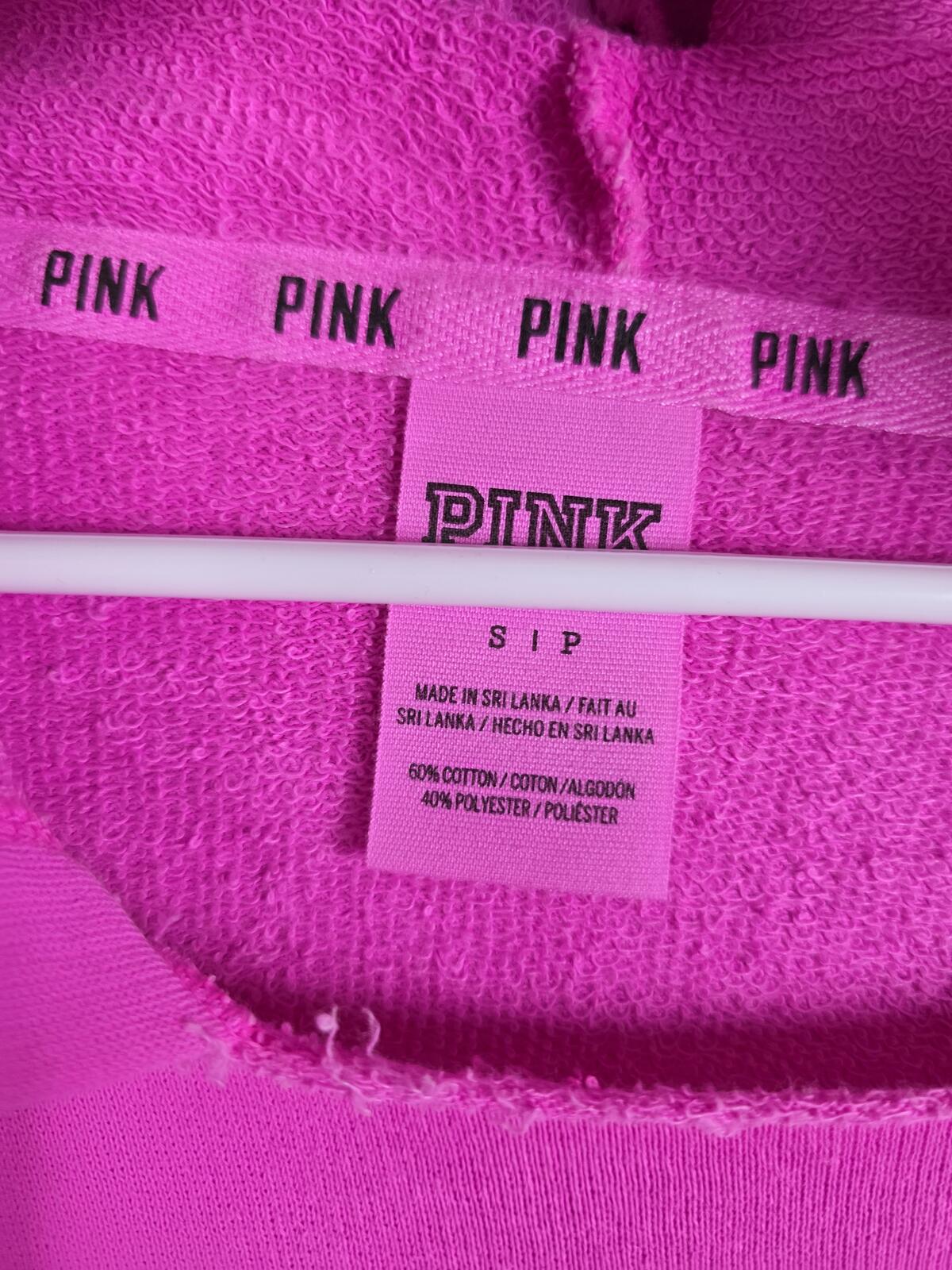 Victorias Secret Pink Small Dog Logo Long sleeve Pullover Hoodie Sweater