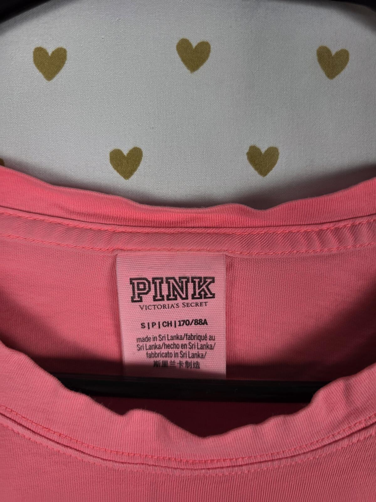 Victorias Secret PINK Cropped Long sleeve Logo Tee shirt Crop Small