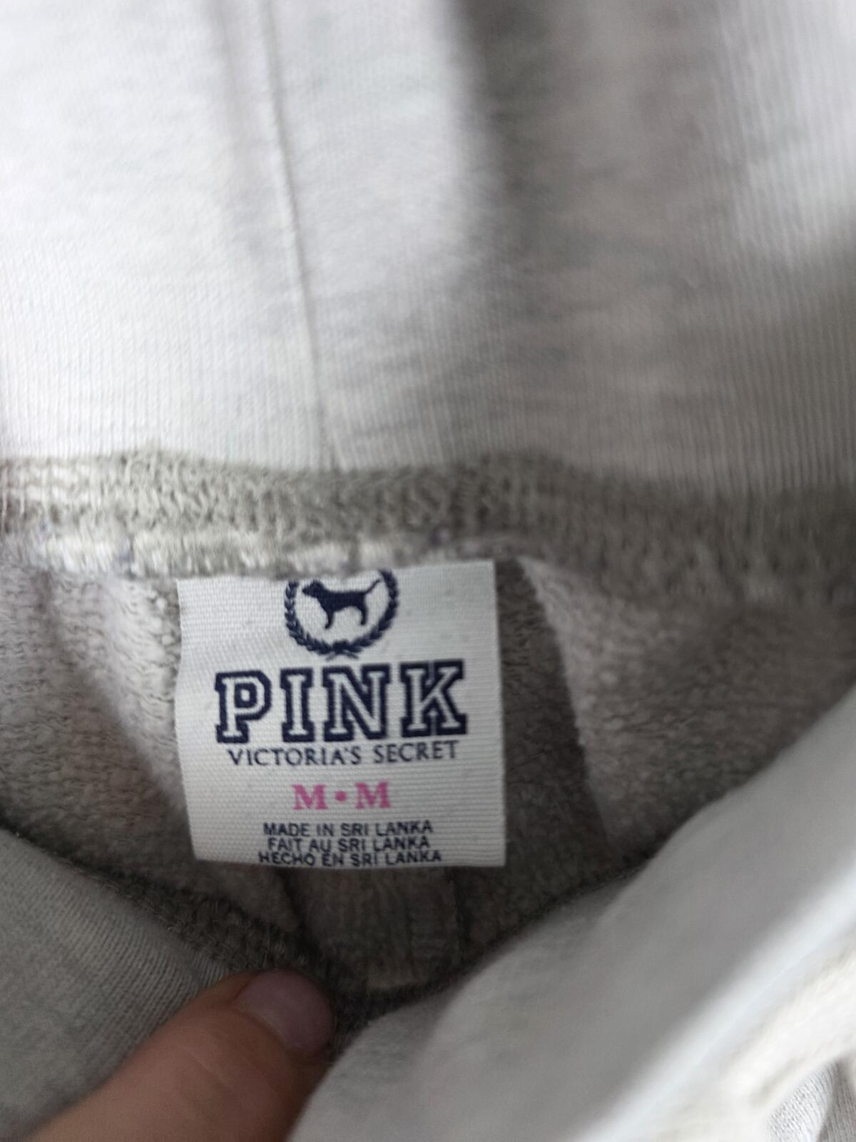 Victorias Secret PINK Vintage Embroidered sweats tapered Joggers Grey MEDIUM