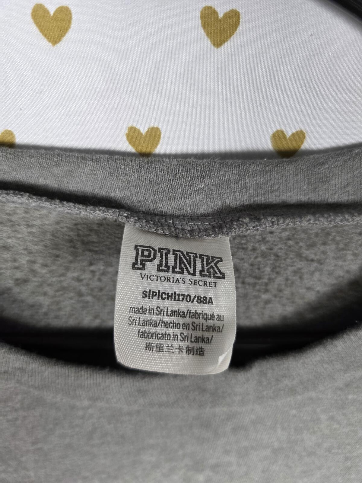 Victorias Secret Pink BLING Long sleeve Sequined Sweater Shirt Grey SMALL