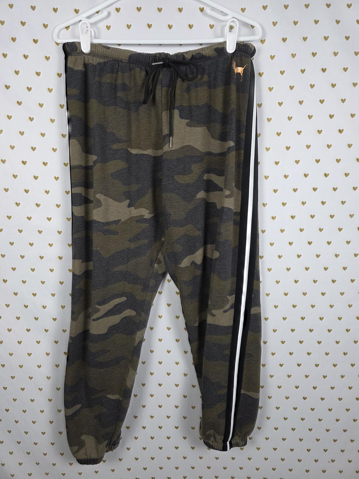 Victorias Secret PINK CAMO BLING Sequined Sweats Sweatpants Joggers SMALL